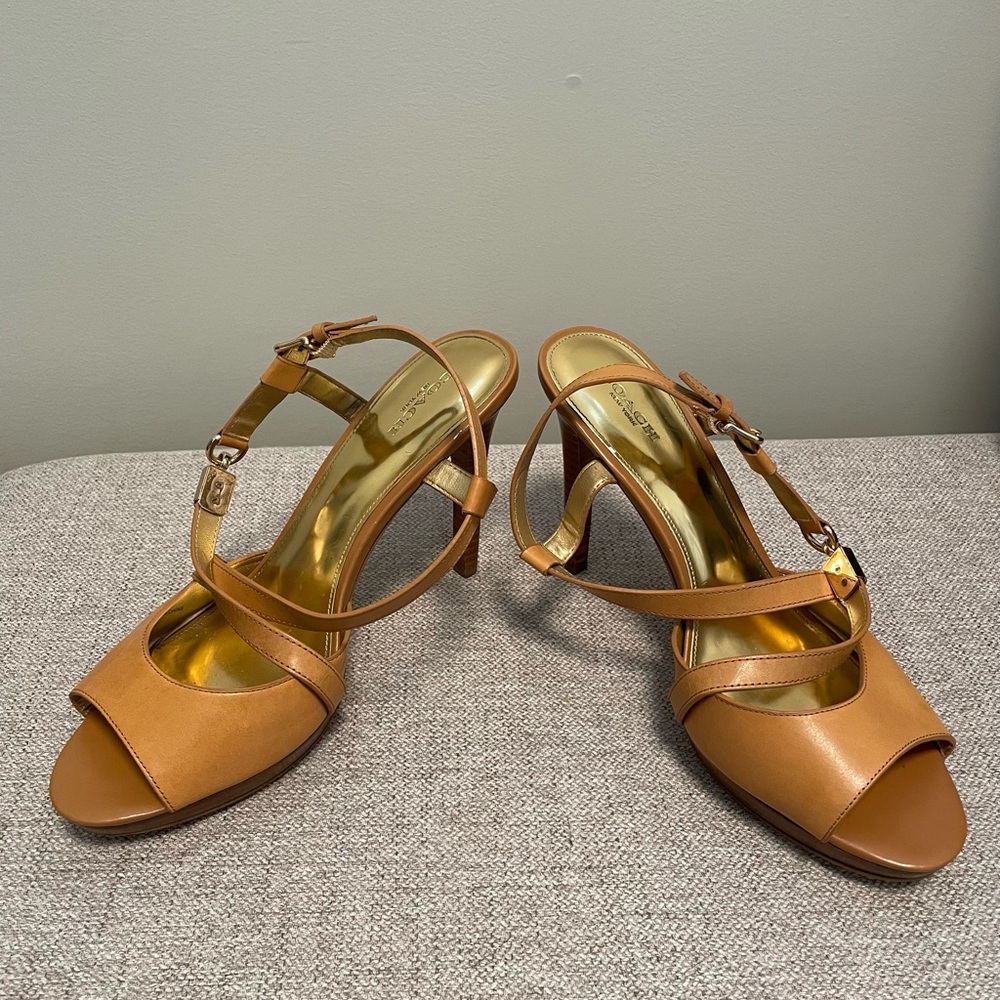 Coach - Elegant Tan Strappy Heels